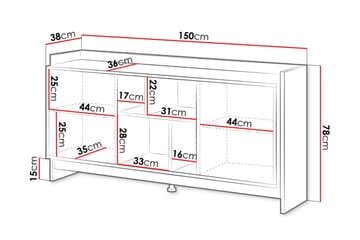 Polina Byrå 150 cm - Brun/Svart - Förvaring - Förvaringsmöbler - Byrå