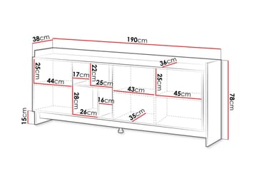 Polina Byrå 190 cm - Brun/Svart - Förvaring - Förvaringsmöbler - Byrå