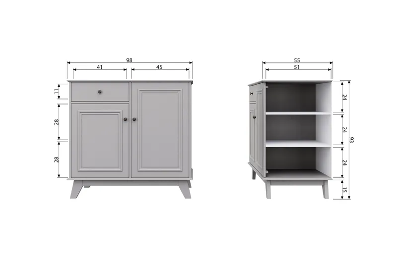 Portsea Byrå 98 cm - Offwhite - Förvaring - Förvaringsmöbler - Byrå