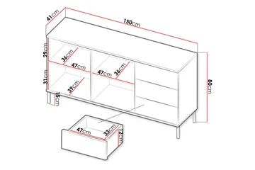 Querty Skåpsbyrå 150x80x41 cm - Svart - Förvaring - Förvaringsmöbler - Byrå