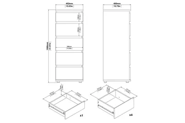 Rengo Byrå Smal 5 Lådor - Vit - Förvaring - Förvaringsmöbler - Byrå
