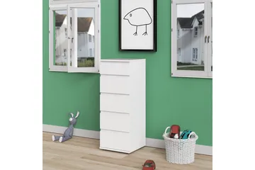 Rengo Byrå Smal 5 Lådor - Vit - Förvaring - Förvaringsmöbler - Byrå