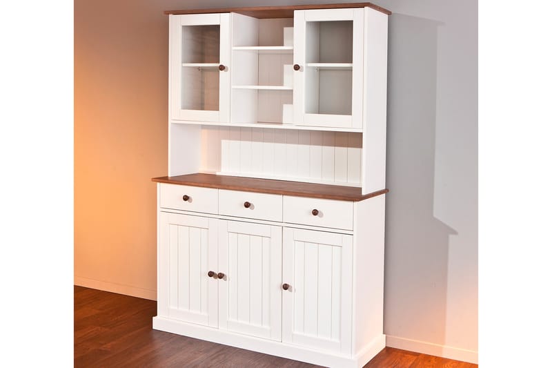 Skänkvitrin A Gambier 131 cm - Vit/Brun - Förvaring - Förvaringsmöbler - Byrå