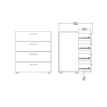 Suntia Byrå med 4 lådor 70x40x82 cm - Förvaring - Förvaringsmöbler - Byrå
