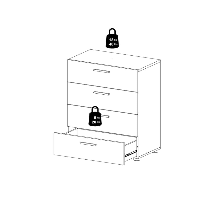 Suntia Byrå med 4 lådor 70x40x82 cm - Förvaring - Förvaringsmöbler - Byrå