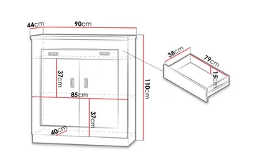 Tadeusz Byrå 90x44x110 cm - Brun - Förvaring - Förvaringsmöbler - Byrå
