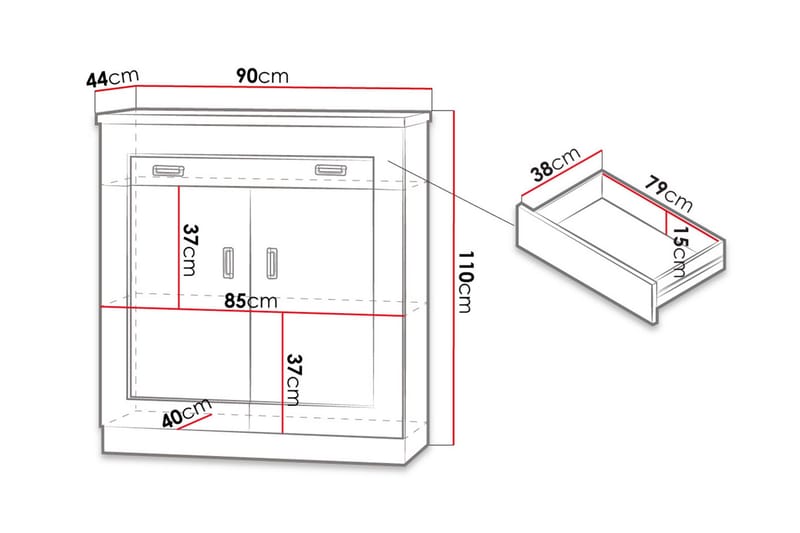 Tadeusz Byrå 90x44x110 cm - Brun - Förvaring - Förvaringsmöbler - Byrå
