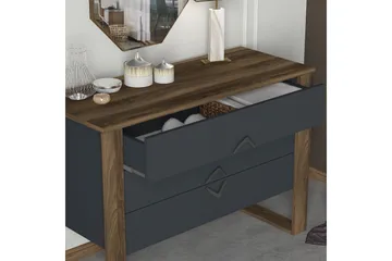 Tera Home Byrå + Spegel - Valnöt/Mörkgrå - Förvaring - Förvaringsmöbler - Byrå