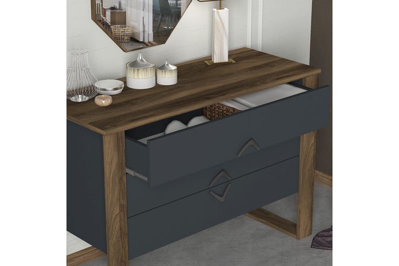 Tera Home Byrå + Spegel - Valnöt/Mörkgrå - Förvaring - Förvaringsmöbler - Byrå