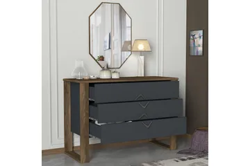 Tera Home Byrå + Spegel - Valnöt/Mörkgrå - Förvaring - Förvaringsmöbler - Byrå