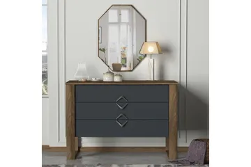 Tera Home Byrå + Spegel - Valnöt/Mörkgrå - Förvaring - Förvaringsmöbler - Byrå