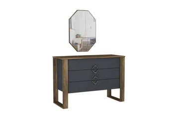 Tera Home Byrå + Spegel - Valnöt/Mörkgrå - Förvaring - Förvaringsmöbler - Byrå