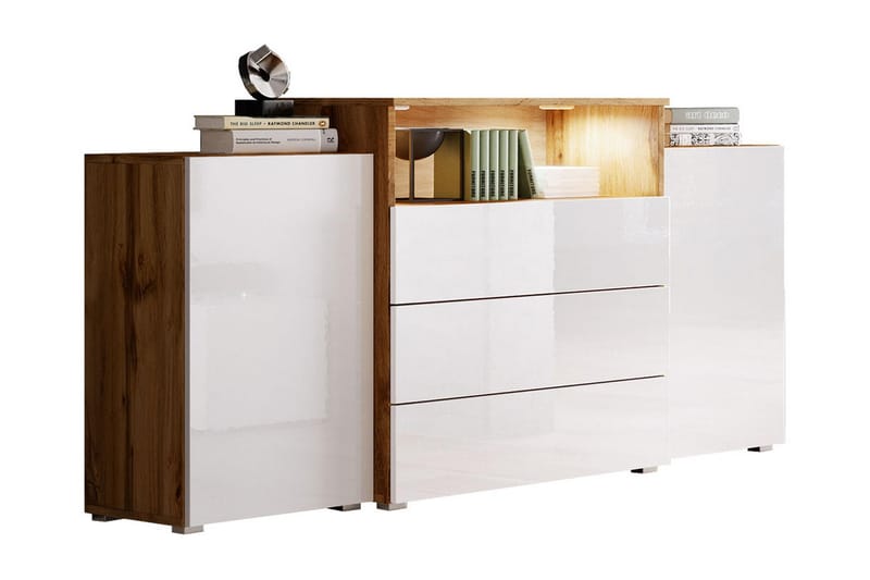Urbanie Byrå 39x150 cm LED - Vit/Natur - Förvaring - Förvaringsmöbler - Byrå - Hallbyrå