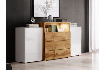 Urbanie Byrå 39x150 cm LED - Vit/Natur - Förvaring - Förvaringsmöbler - Byrå - Hallbyrå