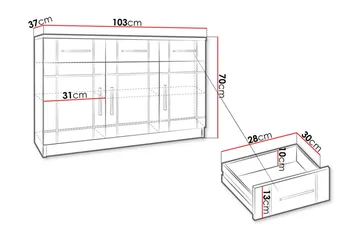 Valga Byrå 37x104 cm - Vit/Natur - Förvaring - Förvaringsmöbler - Byrå
