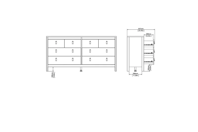 Vallvidera Byrå 38x159 cm - Svart - Förvaring - Förvaringsmöbler - Byrå
