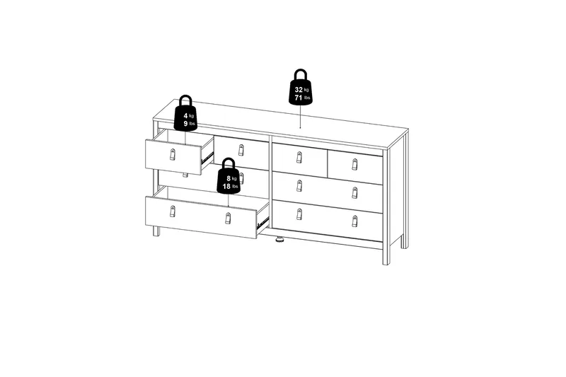 Vallvidera Byrå 38x159 cm - Svart - Förvaring - Förvaringsmöbler - Byrå