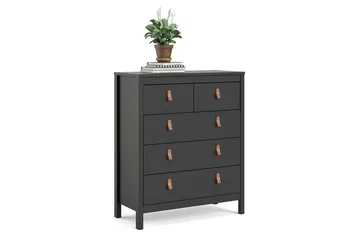 Vallvidera Byrå 5 Lådor 38x82 cm - Svart/Natur - Förvaring - Förvaringsmöbler - Byrå