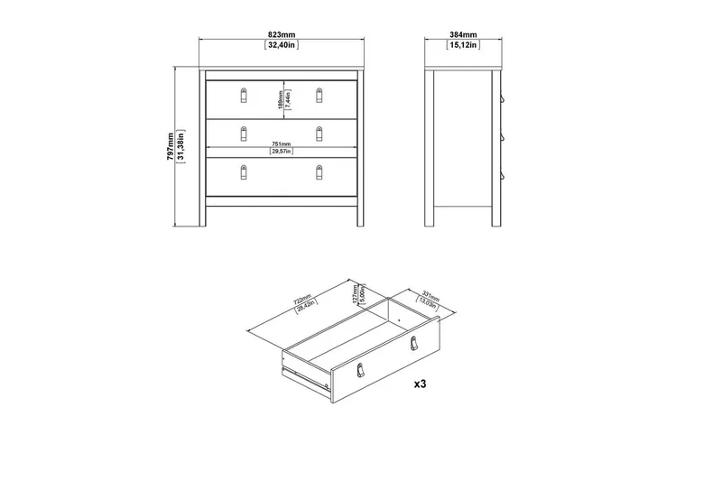 Vallvidera Byrå 82 cm - Beige - Förvaring - Förvaringsmöbler - Byrå