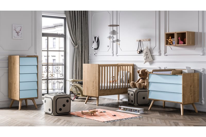 Vintage Byrå Trä/Natur/Blå - VOX - Förvaring - Förvaringsmöbler - Byrå