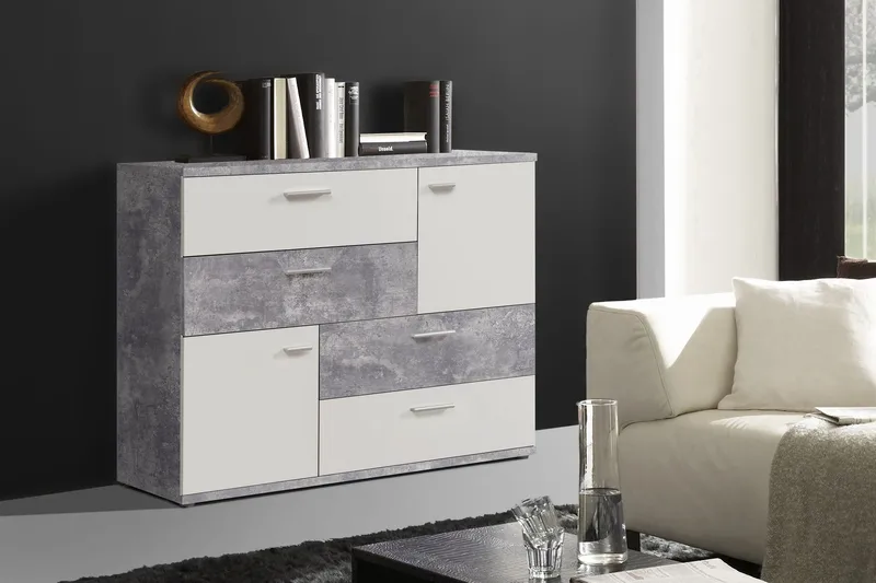 Waunifor Byrå 125 cm - Vit/Grå - Förvaring - Förvaringsmöbler - Byrå