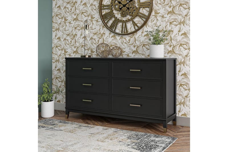 Westerleigh Byrå 144x41 cm Svart/Guld - Förvaring - Förvaringsmöbler - Byrå