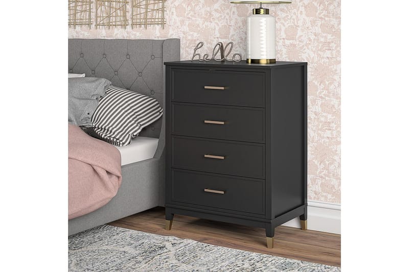 Westerleigh Byrå 76x50 cm Svart/Guld - Förvaring - Förvaringsmöbler - Byrå