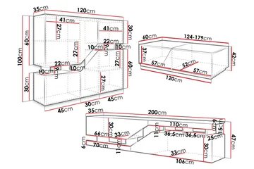 Ceelias Möbelset För Vardagsrum - Antracit - Förvaring - Förvaringsmöbler - Möbelset för vardagsrum
