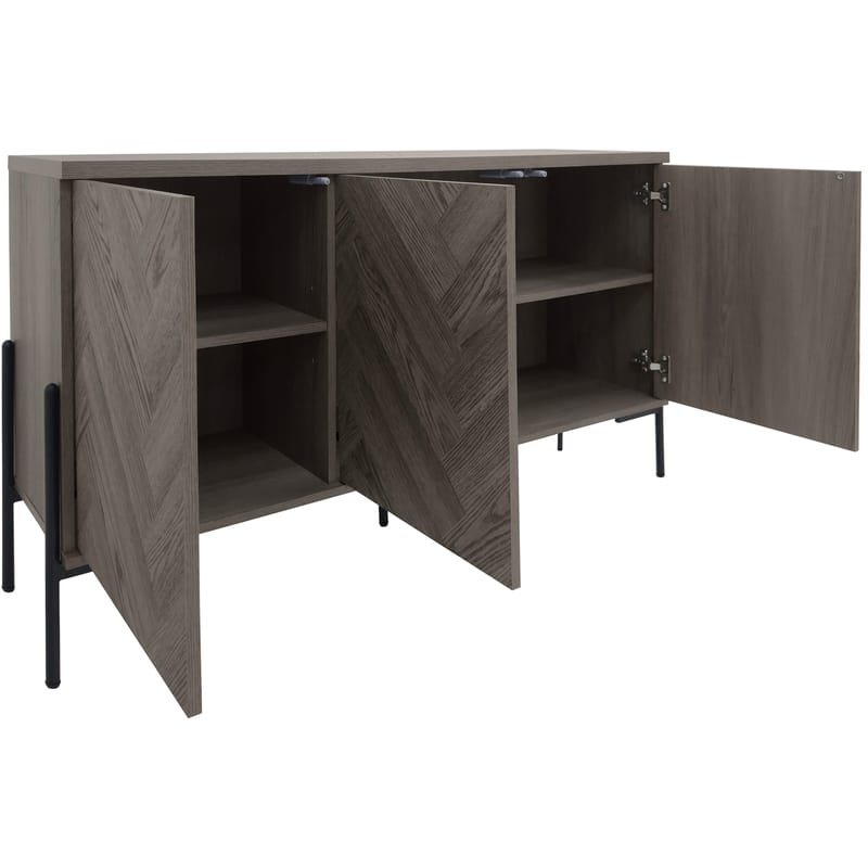 Charlene Skänk 130x75 cm - Vit fiskbensek / vit ek - Förvaring - Förvaringsmöbler - Sideboard & skänk