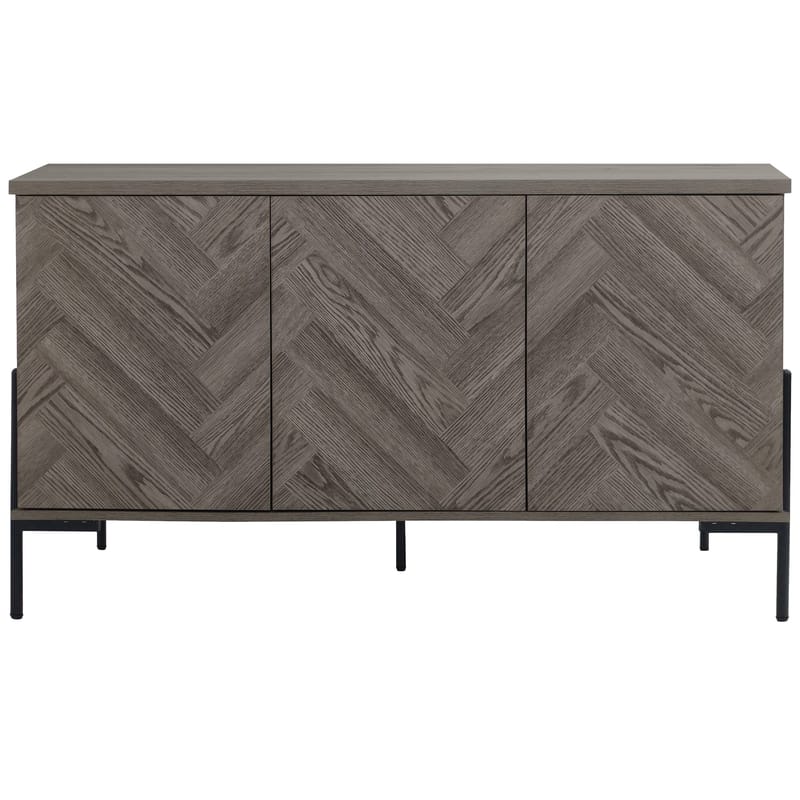 Charlene Skänk 130x75 cm - Vit fiskbensek / vit ek - Förvaring - Förvaringsmöbler - Sideboard & skänk