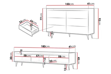 Chiku Möbelset För Vardagsrum - Beige - Förvaring - Förvaringsmöbler - Möbelset för vardagsrum