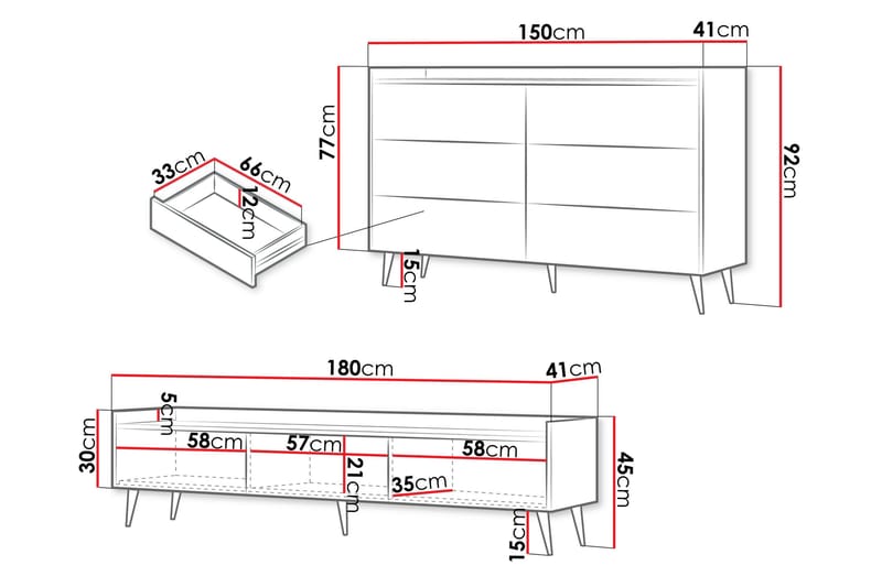 Chiku Möbelset För Vardagsrum - Beige - Förvaring - Förvaringsmöbler - Möbelset för vardagsrum