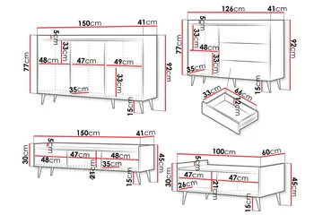 Chiku Möbelset För Vardagsrum - Beige - Förvaring - Förvaringsmöbler - Möbelset för vardagsrum