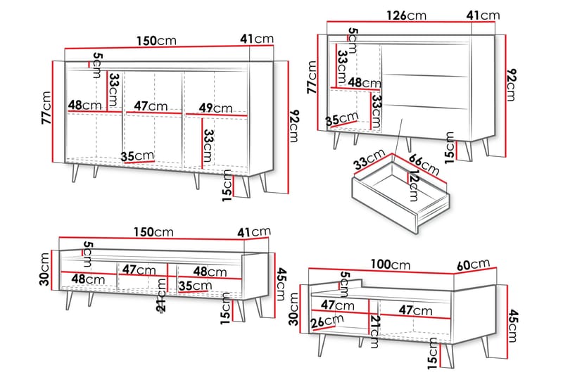 Chiku Möbelset För Vardagsrum - Beige - Förvaring - Förvaringsmöbler - Möbelset för vardagsrum
