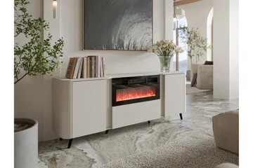 Clement Byrå 200 cm - Beige - Inredning - Kaminer - Kamin utan skorsten - Elkamin