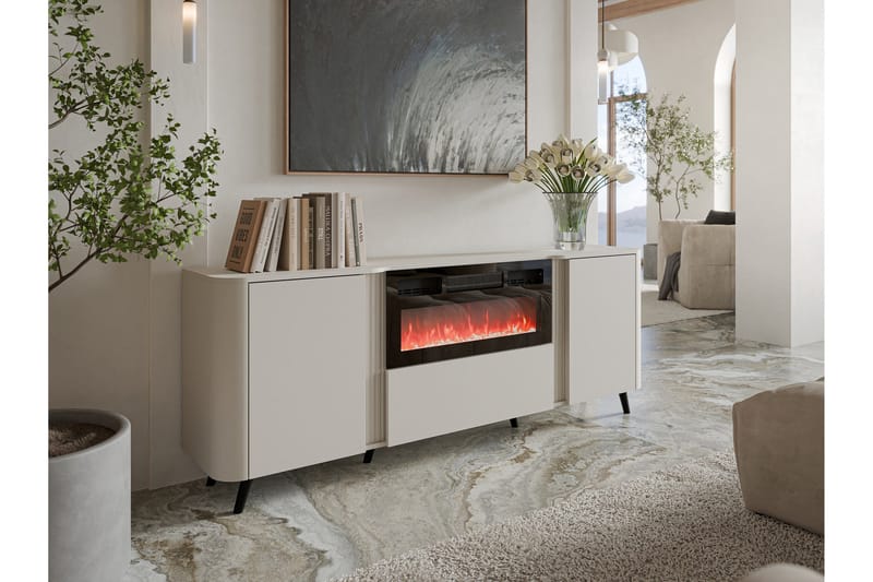 Clement Byrå 200 cm - Beige - Inredning - Kaminer - Kamin utan skorsten - Elkamin