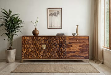 Coruna Sideboard 180 cm - varm mörkbrun och guld - Förvaring - Förvaringsmöbler - Sideboard & skänk