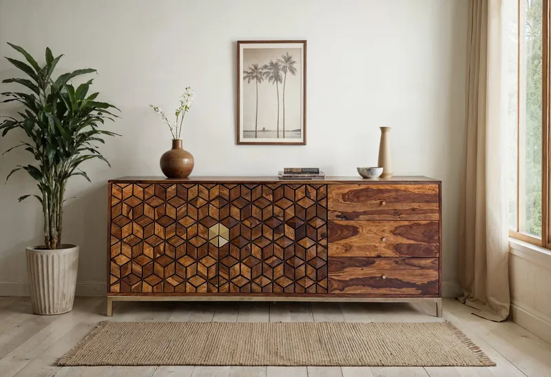 Coruna Sideboard 180 cm - varm mörkbrun och guld - Förvaring - Förvaringsmöbler - Sideboard & skänk