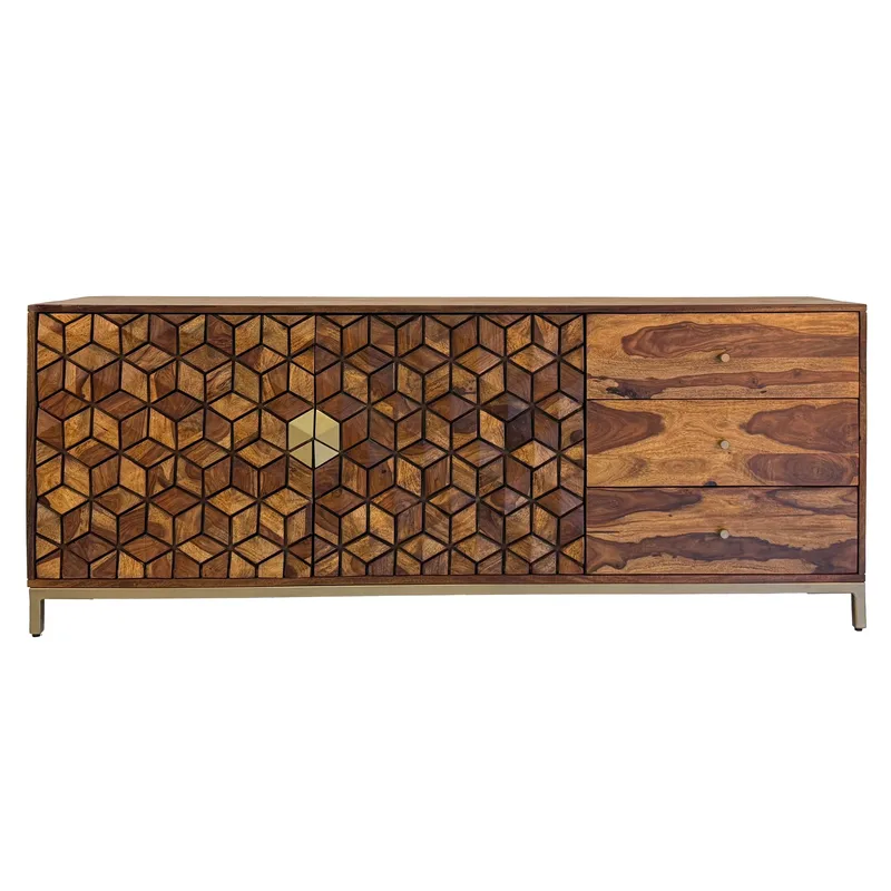 Coruna Sideboard 180 cm - varm mörkbrun och guld - Förvaring - Förvaringsmöbler - Sideboard & skänk