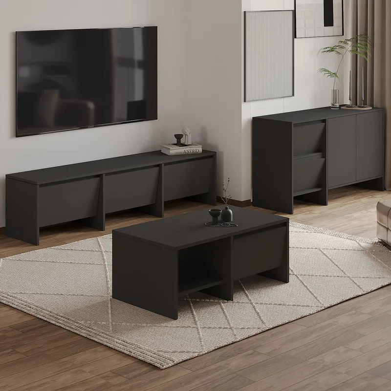 Crala Vardagsrumsmöbelset 160x40x35 cm - Antracit - Förvaring - Förvaringsmöbler - Möbelset för vardagsrum