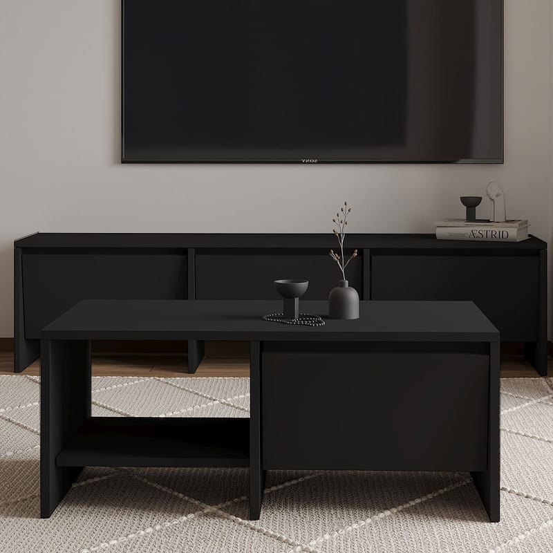 Crala Vardagsrumsmöbelset 160x40x35 cm - Svart - Förvaring - Förvaringsmöbler - Möbelset för vardagsrum