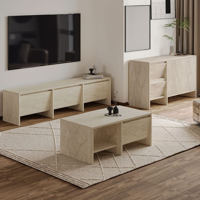 Crala Vardagsrumsmöbelset 160x40x35 cm - Travertin - Förvaring - Förvaringsmöbler - Möbelset för vardagsrum