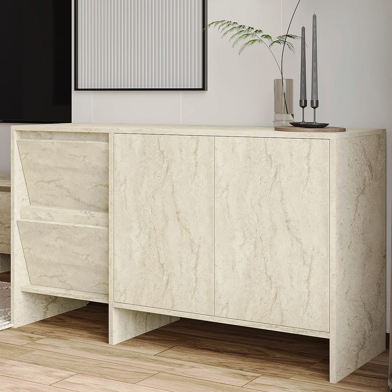 Crala Vardagsrumsmöbelset 160x40x35 cm - Travertin - Förvaring - Förvaringsmöbler - Möbelset för vardagsrum