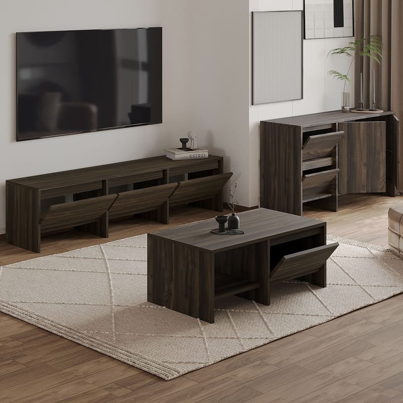 Crala Vardagsrumsmöbelset 160x40x35 cm - Valnöt - Förvaring - Förvaringsmöbler - Möbelset för vardagsrum