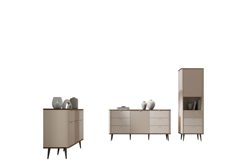 Cucina Möbelset För Vardagsrum - Beige/Brun - Förvaring - Förvaringsmöbler - Möbelset för vardagsrum