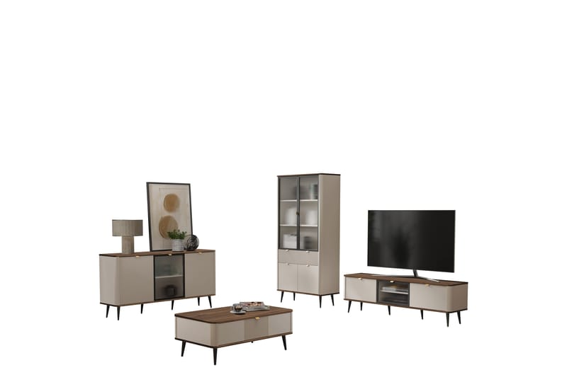 Cucina Möbelset För Vardagsrum - Beige/Grå - Förvaring - Förvaringsmöbler - Möbelset för vardagsrum