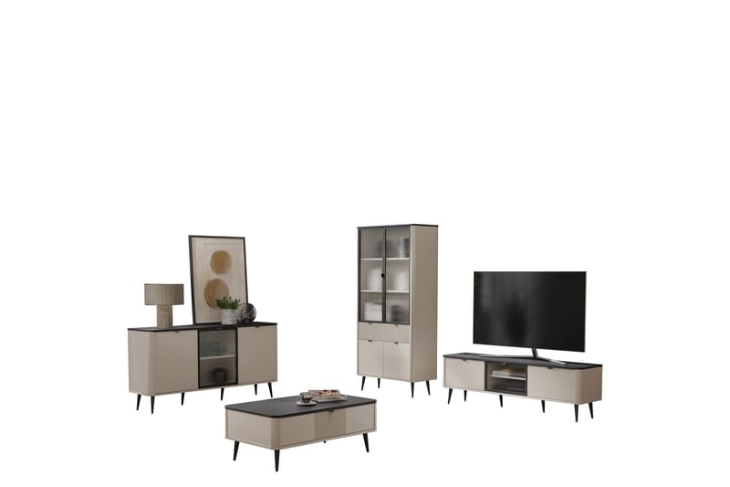 Cucina Möbelset För Vardagsrum - Beige/Grå - Förvaring - Förvaringsmöbler - Möbelset för vardagsrum
