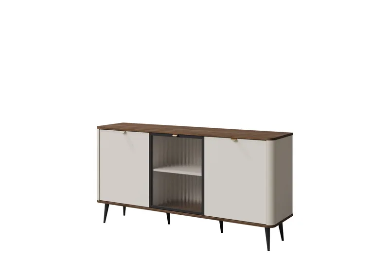 Cucina Skänk 160x40 cm i Laminatskiva med Glasdörr - Beige|Brun - Förvaring - Förvaringsmöbler - Sideboard & skänk