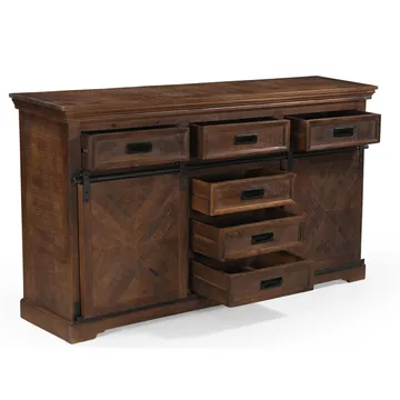 Don Skänk 160x90 cm - Djupbrun med svarta metalldetaljer - Förvaring - Förvaringsmöbler - Sideboard & skänk