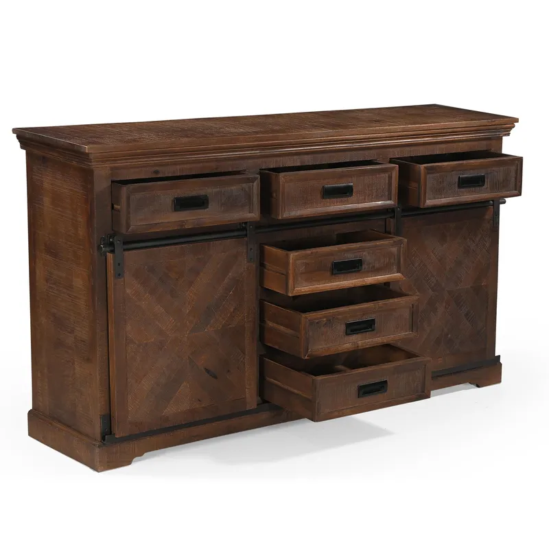 Don Skänk 160x90 cm - Djupbrun med svarta metalldetaljer - Förvaring - Förvaringsmöbler - Sideboard & skänk